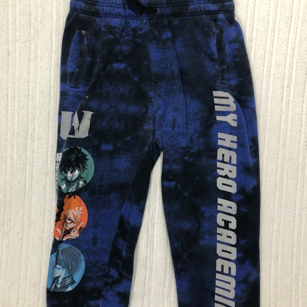 Hot Topic My Hero Academia Tie Dye Sweatpants Blue‎ Black Mens Small Joggers